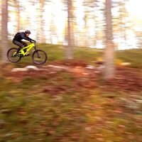 Full sula på ”sulan”. Några minuter senare så har vi härjat ner för Källvikens senaste stigtillskott.